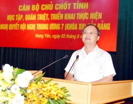 Hưng Yên tổ chức học tập, quán triệt, triển khai thực hiện Nghị quyết Hội nghị Trung ương 7 khóa XII